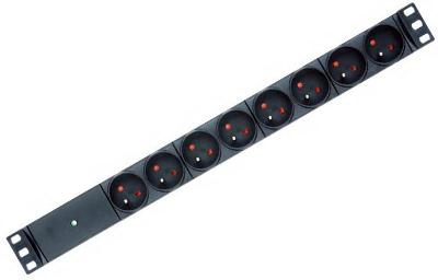 PDU 19inch in:Schuko+2,0m uit:8xSchuko penaarde met LED