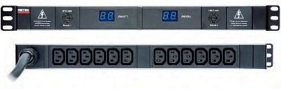 PDU 19inch in:CEE 3p 32A+3,0m uit:2x6xC13 met 2xAmperemeter-zekering
