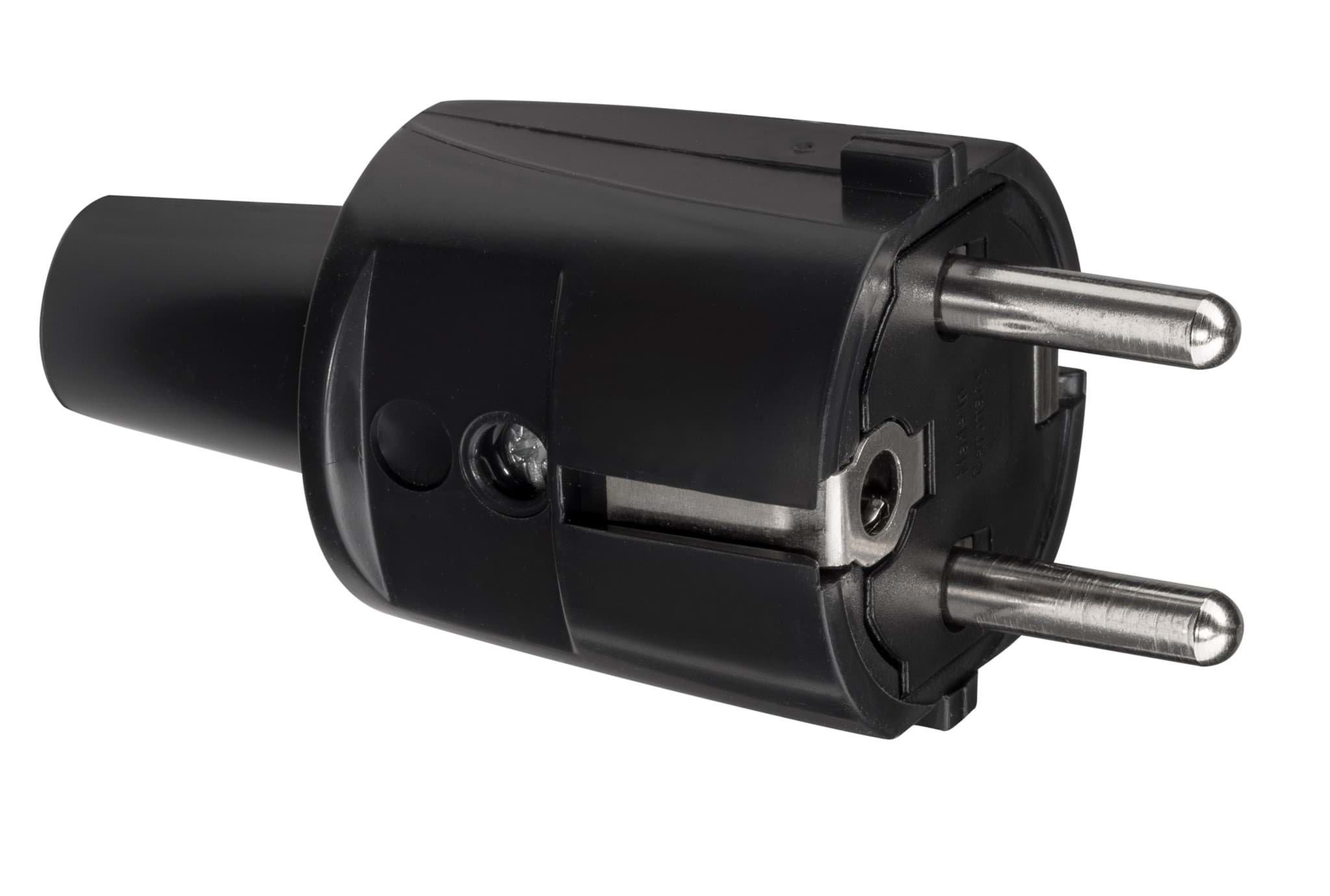 stekker randaarde+busaarde PVC met tule zwart ABL