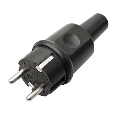 stekker randaarde volrubber zwart 442 AVA