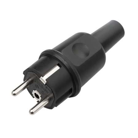 stekker randaarde+busaarde rubber zwart 442 AVA