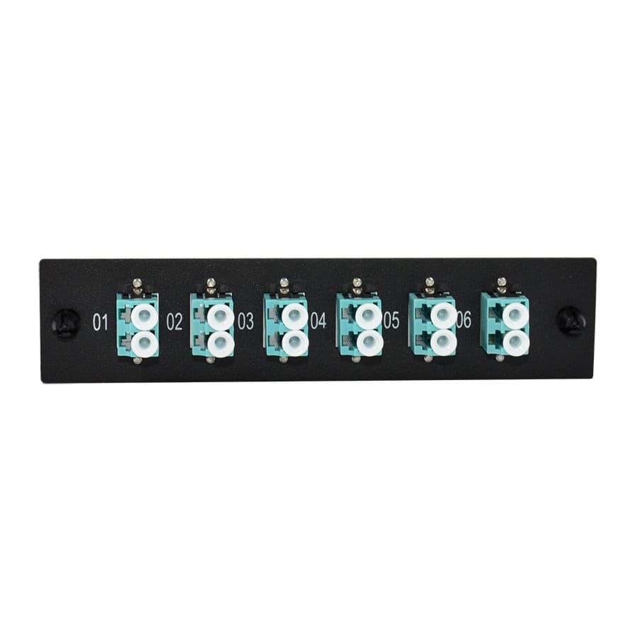 LGX inzetplaat 6x LC-LC 10G MultiMode OM3/OM4 Duplex Aqua