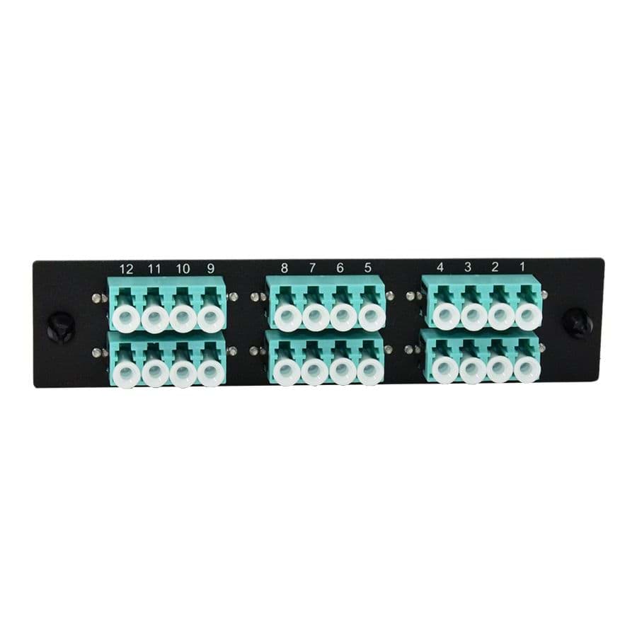 LGX inzetplaat 12x LC-LC 10G MultiMode OM3/OM4 Duplex Aqua