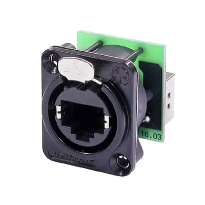 etherCON cat5e chassis-D RJ45 zwart disassembled