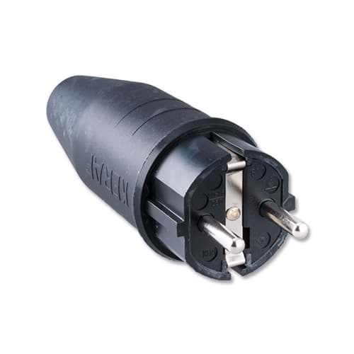 stekker randaarde rubber zwart 611 Keraf