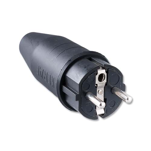 stekker randaarde+busaarde rubber zwart 621 Keraf