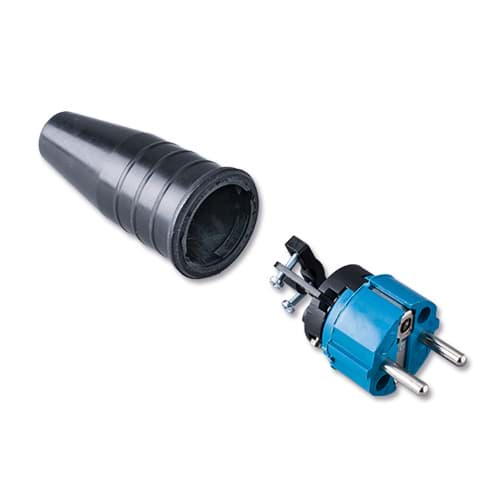 stekker randaarde+busaarde volrubber zwart-blauw 521 Keraf