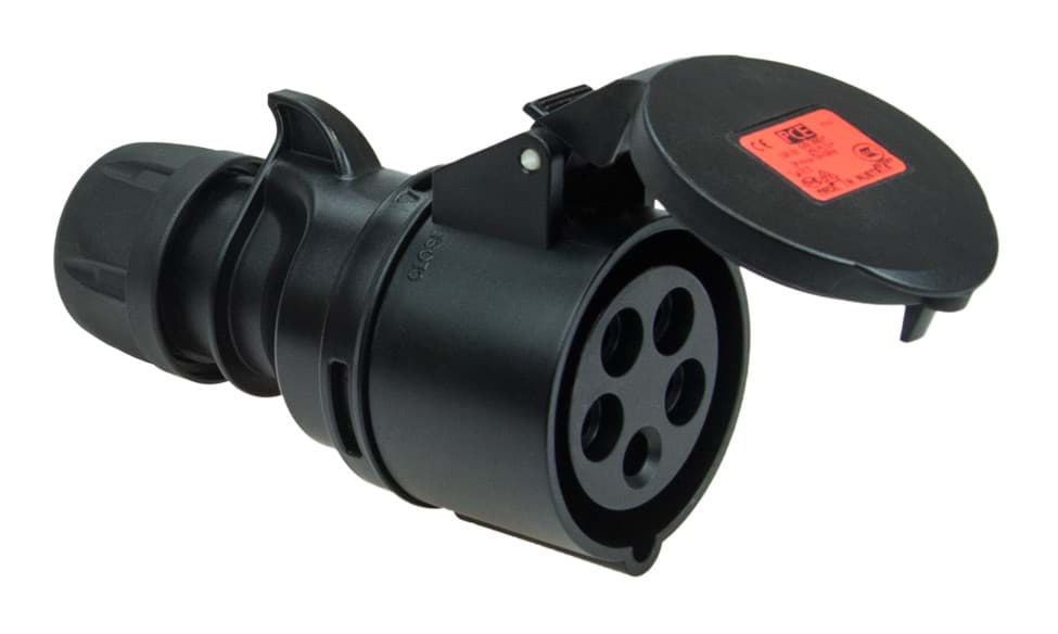 CEE koppeling 5p  32A 400V 6h zwart IP44 PCE