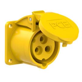 CEE wcd-inbouwRecht 3p  16A 110V 4h geel 55x55mm IP44 PCE