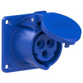 CEE wcd-inbouwRecht 3p  16A 230V 6h blauw 70x70mm IP44 PCE