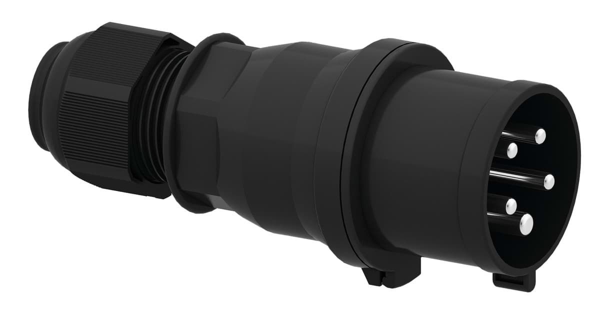 CEE steker 5p  32A 400V 6h zwart IP44 Bals EVENT QuickConnect