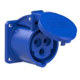 CEE wcd-inbouwRecht 3p  16A 230V 6h blauw 55x55mm IP44 PCE