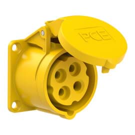 CEE wcd-inbouwRecht 4p  16A 110V 4h geel 60x60mm IP44 PCE