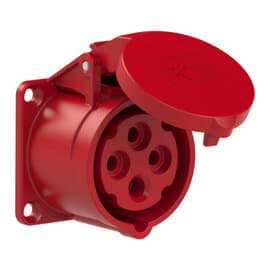 CEE wcd-inbouwRecht 4p  16A 400V 6h rood 60x60mm IP44 PCE