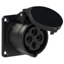 CEE wcd-inbouwRecht 4p  16A 400V 6h zwart 60x60mm IP44 PCE