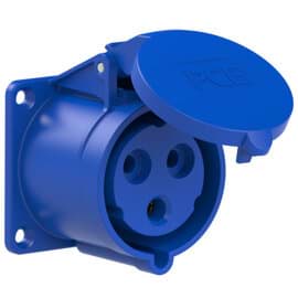 CEE wcd-inbouwRecht 3p  32A 230V 6h blauw 70x70mm IP44 PCE