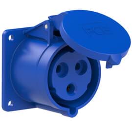 CEE wcd-inbouwRecht 3p  32A 230V 6h blauw 75x75mm IP44 PCE