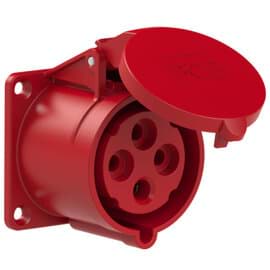 CEE wcd-inbouwRecht 4p  32A 400V 6h rood 70x70mm IP44 PCE