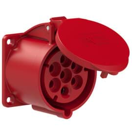 CEE wcd-inbouwRecht 7p  32A 400V 6h rood 70x70mm IP44 PCE