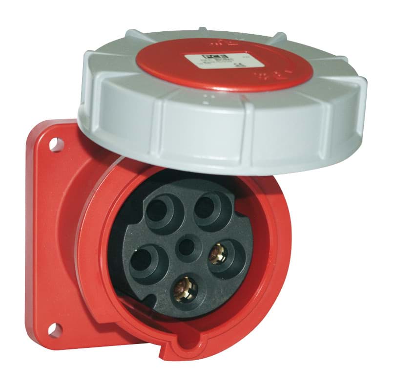 CEE wcd-inbouwRecht 5p  63A 400V 6h rood 100x107mm IP67 PCE