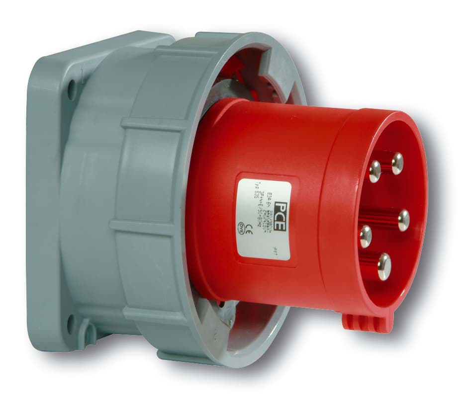 CEE toestel-inbouw 5p  63A 400V 6h rood 100x100mm IP67 PCE