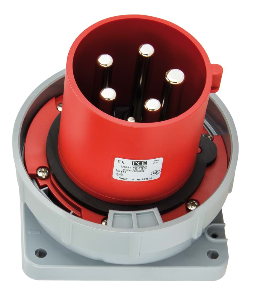 CEE toestel-inbouw 5p 125A 400V 6h rood 120x120mm IP67 PCE
