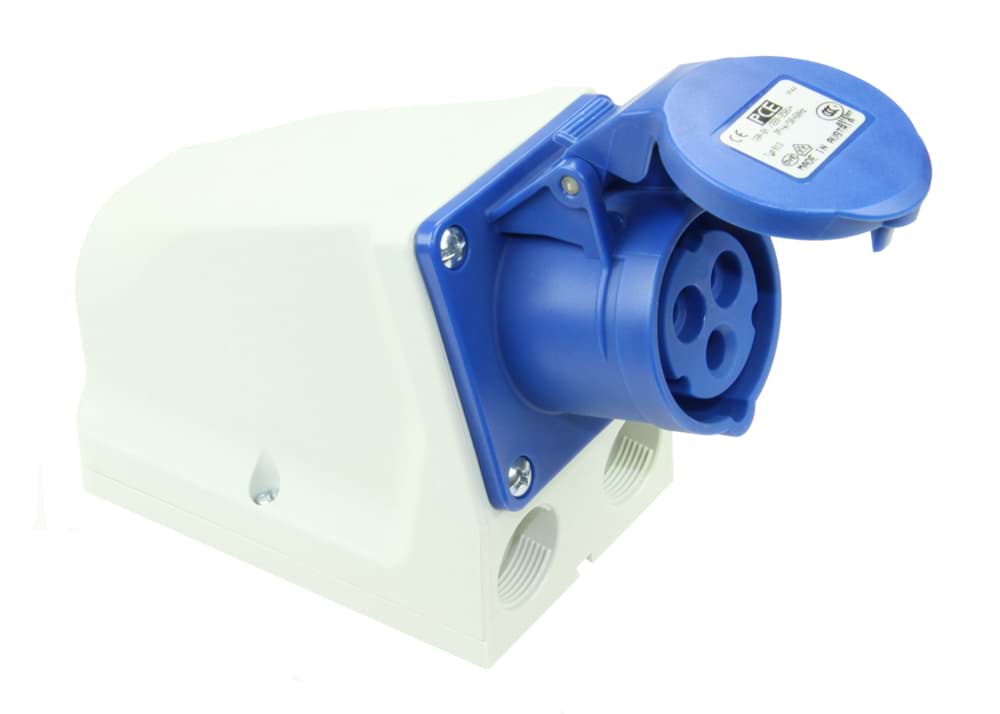 CEE wcd-doorvoer 3p  16A 230V 6h blauw IP44 PCE