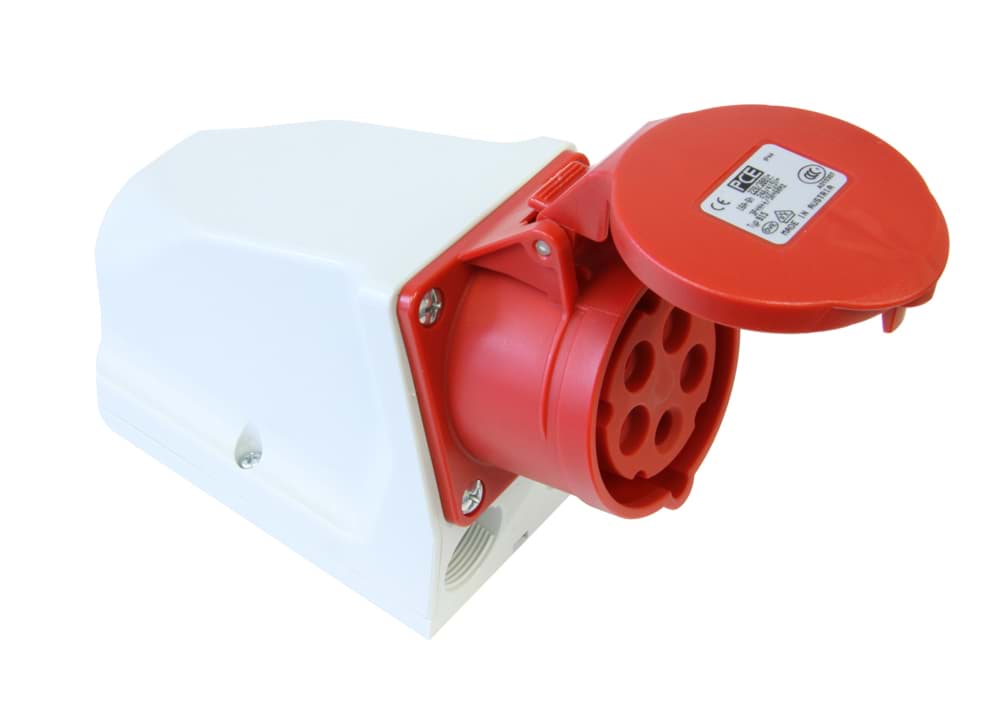 CEE wcd-doorvoer 5p  16A 400V 6h rood IP44 PCE