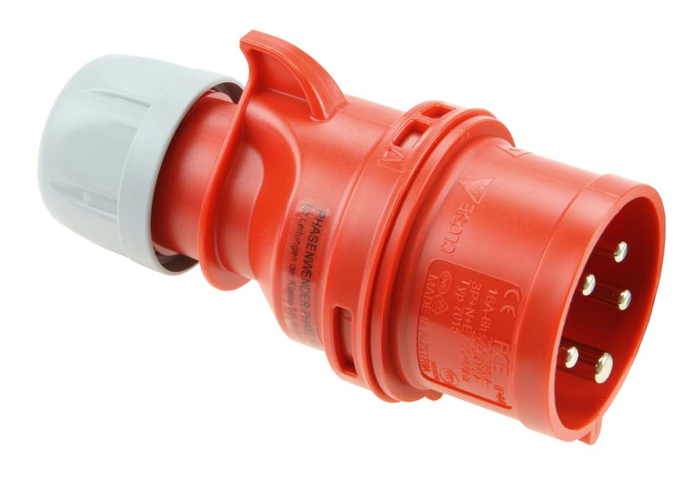 CEE steker 5p  16A 400V 6h rood IP44 met fasedraaier PCE