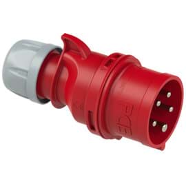 CEE steker 5p  32A 400V 6h rood IP44 met fasedraaier PCE