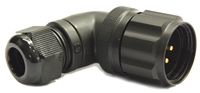 cable connector angled with nut 26R male d7-13 black