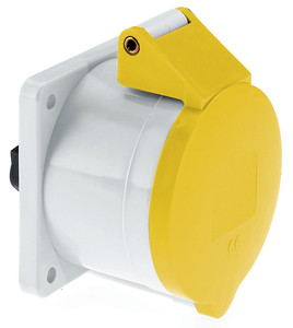 CEE wcd-inbouwRecht 3p  16A 110V 4h geel 75x75mm IP44 Bals schroef