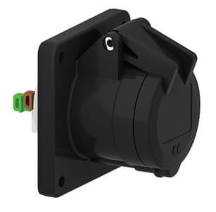 CEE wcd-inbouwRecht 3p  16A 230V 6h zwart 56x56mm IP44 Bals QuickConne