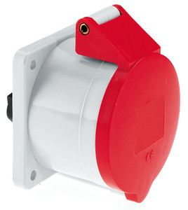 CEE wcd-inbouwRecht 4p  16A 400V 6h rood 75x75mm IP44 Bals schroef