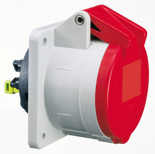 CEE wcd-inbouwRecht 5p  16A 400V 6h rood 70x70mm IP44 Bals QuickConnec