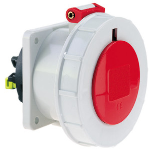 CEE wcd-inbouwRecht 5p  16A 400V 6h rood 75x75mm IP67 Bals QuickConnec