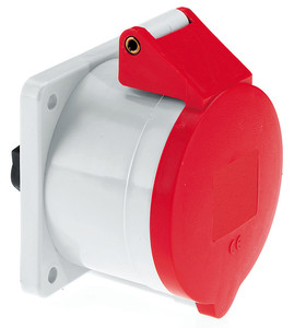 CEE wcd-inbouwRecht 4p  32A 400V 6h rood 75x75mm IP44 Bals schroef