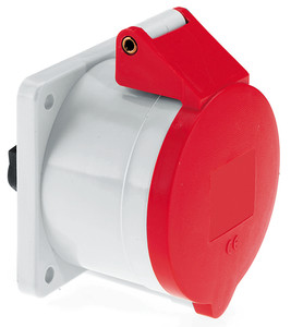 CEE wcd-inbouwRecht 5p  32A 400V 6h rood 75x75mm IP44 Bals schroef