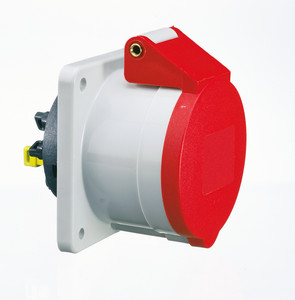 CEE wcd-inbouwRecht 5p  32A 400V 6h rood 75x75mm IP44 Bals QuickConnec