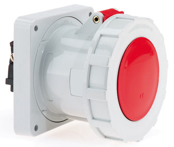 CEE wcd-inbouwRecht 5p 125A 400V 6h rood 120x120mm IP67 Bals schroef