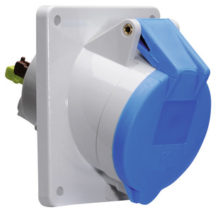 CEE wcd-inbouwSchuin 3p  16A 230V 6h blauw 74x62mm IP44 Bals QuickConn