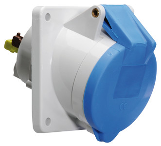 CEE wcd-inbouwSchuin 3p  32A 230V 6h blauw 85x85mm IP44 Bals QuickConn