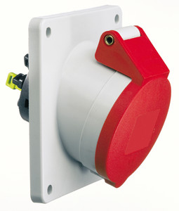 CEE wcd-inbouwSchuin 5p  32A 400V 6h rood 100x92mm IP44 Bals QuickConn