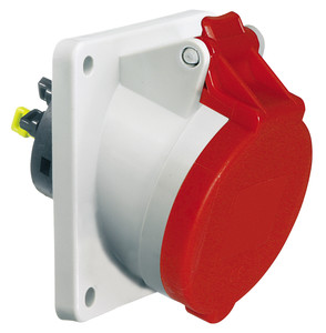 CEE wcd-inbouwSchuin 5p  32A 400V 6h rood 85x85mm IP44 Bals QuickConne