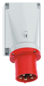 CEE toestel-doorvoer 5p  63A 400V 6h rood IP44 Bals schroef