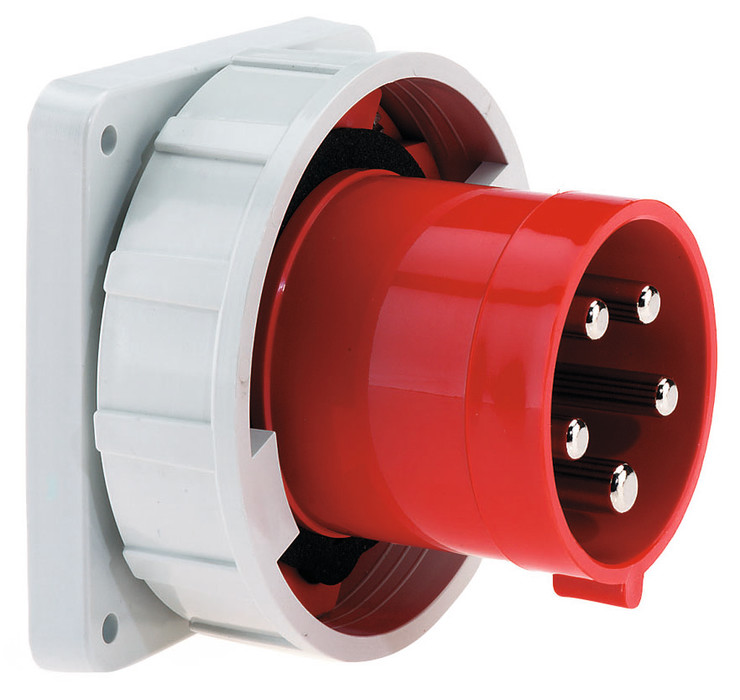 CEE toestel-inbouw 5p  63A 400V 6h rood 110x106mm IP67 Bals schroef