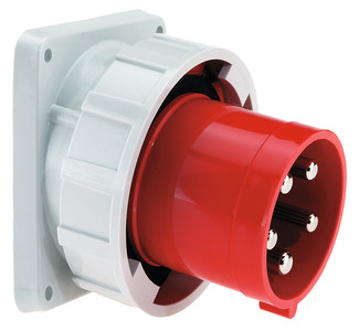 CEE toestel-inbouwSchuin 5p 125A 400V 6h rood 130x120 IP67 Bals screw