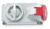 CEE wcd-doorvoer 5p  16A 400V 6h rood IP44 +schakelaar Bals