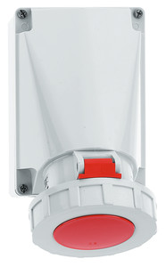CEE wcd-opbouw 5p  63A 400V 6h rood IP67 Bals schroef