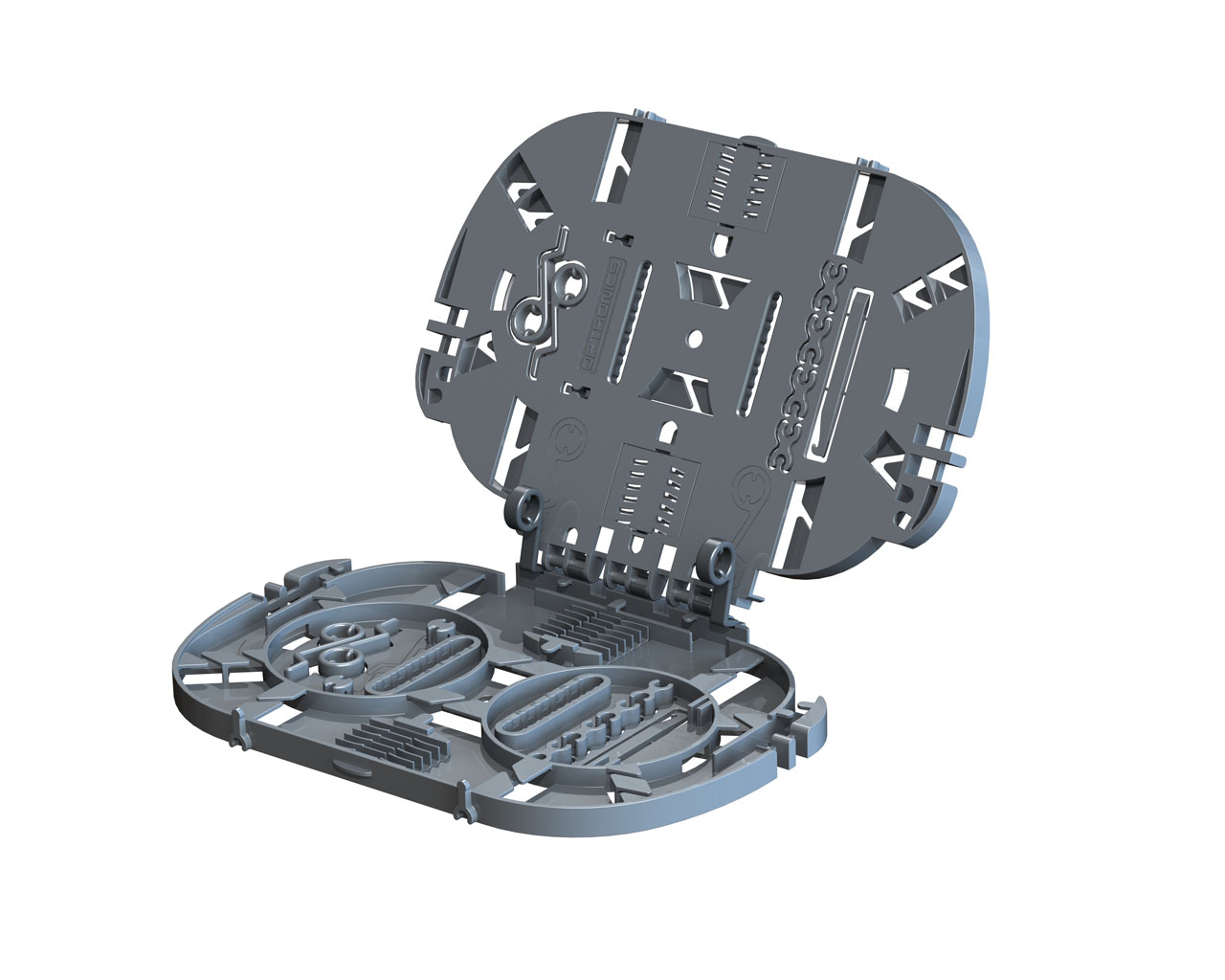 Fibre Splice Tray HINGED up to 12x heatshrink/24x crimp